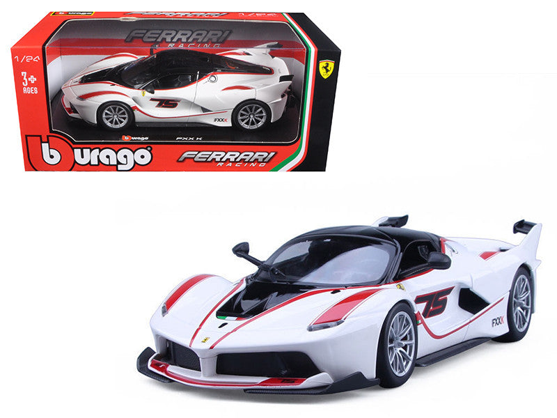 Ferrari Racing FXXK #75 White 1/24 Diecast Model Car by Bburago