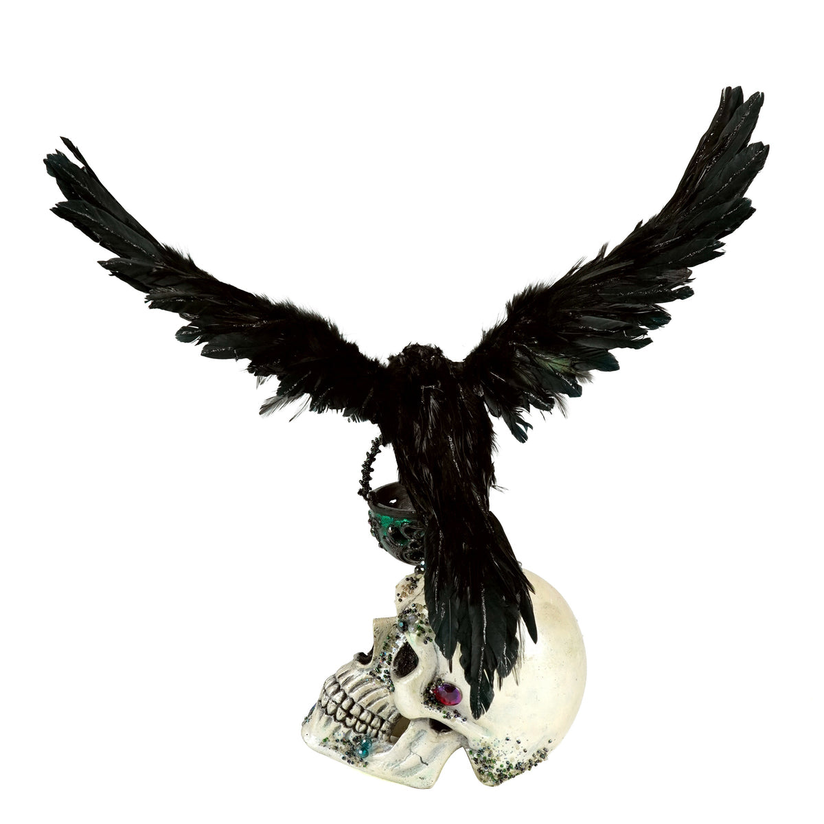 Watchful Crow with Tea Light Lantern | Halloween Decor | Katherine's Collection