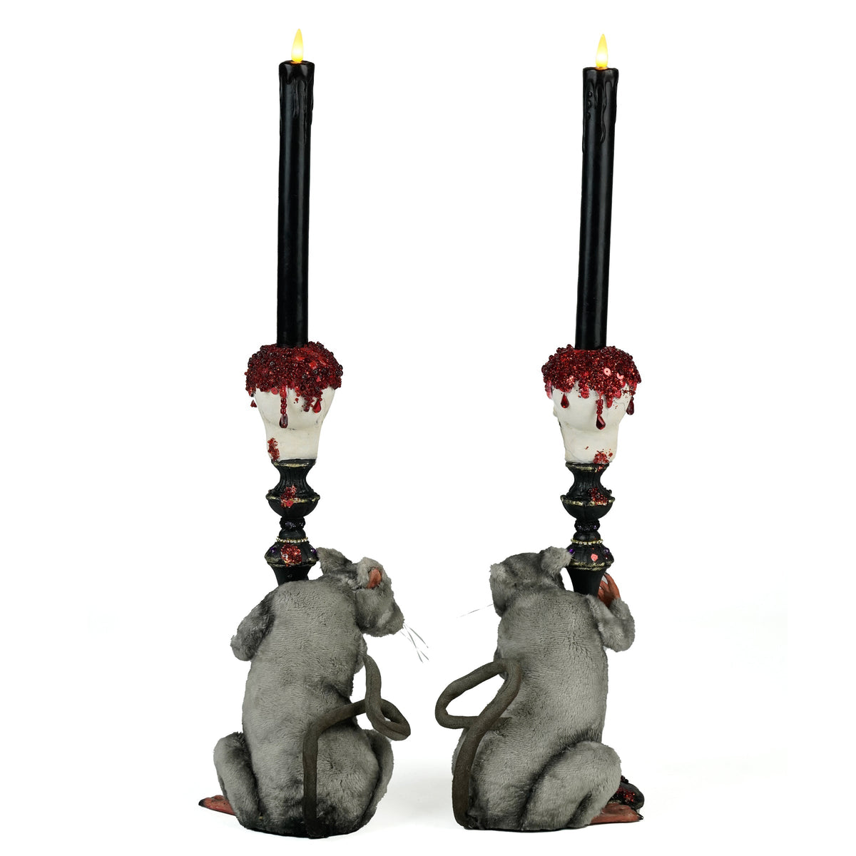 Rat Candlestick Holders Set of 2 | Halloween Decor | Katherine's Collection