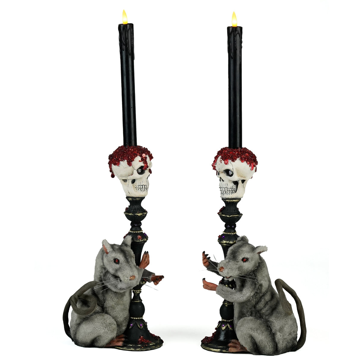 Rat Candlestick Holders Set of 2 | Halloween Decor | Katherine's Collection