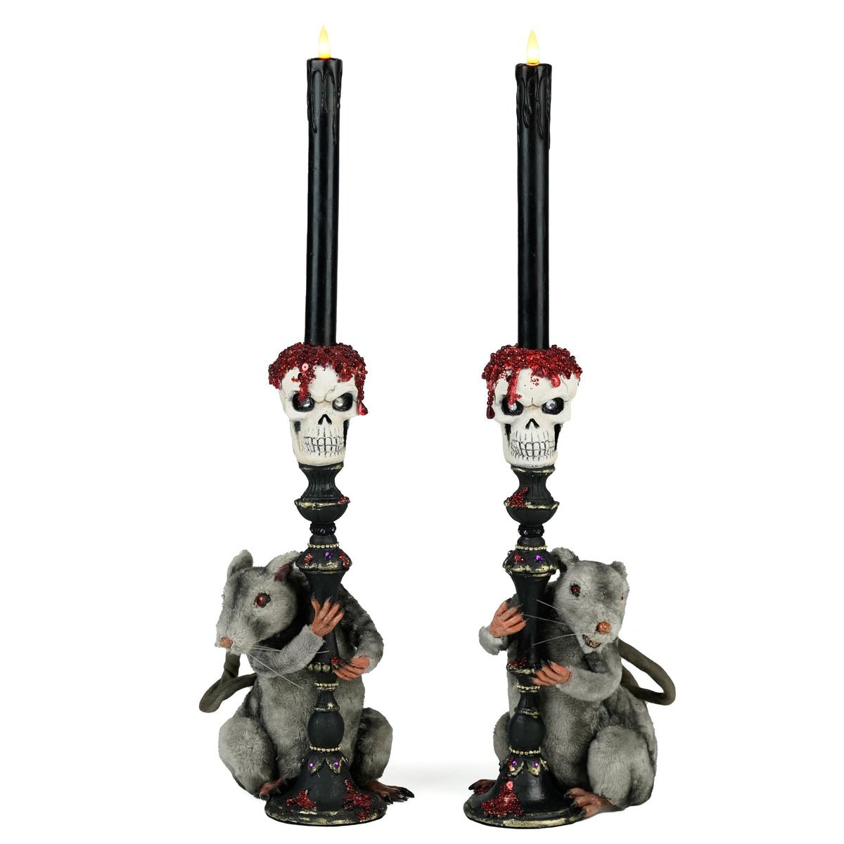 Rat Candlestick Holders Set of 2 | Halloween Decor | Katherine's Collection