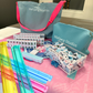 All In One - Mahjong Bundle - American Mahjong Set 166 2-Color Tiles - Blue & Pink Bag