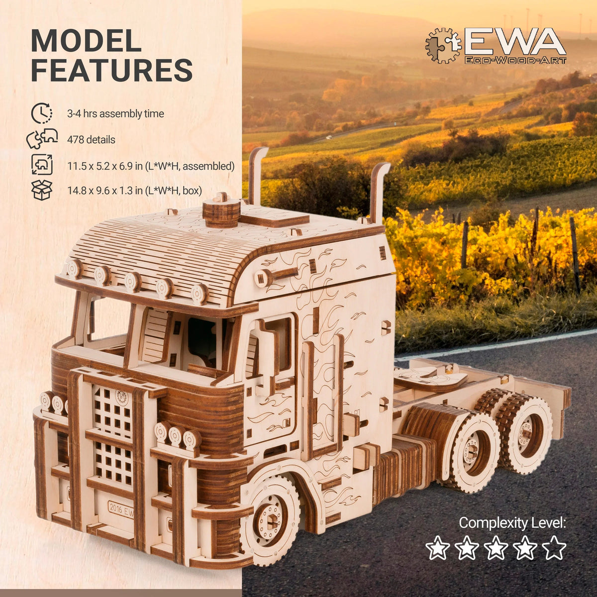 Road King — Mechanical Wooden Model, 478 Pieces