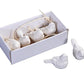 Set Of 6 White Ceramic Birds