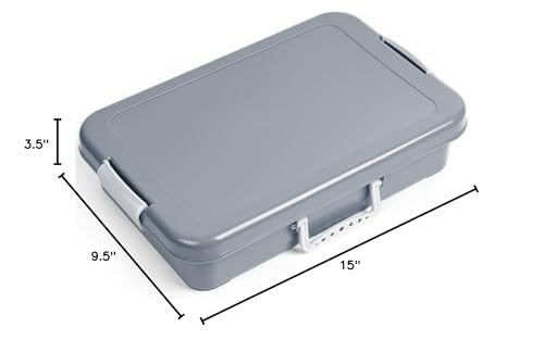 Madzee Plastic Activity Tray With Lid For Slime, Beads, Sand And Sensory Toys - 15 Inches (Gray)