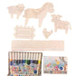 Diy Farm Animal Painting Kit For Kids 3+ Years | Paint, Color & Create Farmyard Scene | 4 Animal Cutouts, 12 Sketch Pens, 10 Wax