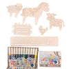 Diy Farm Animal Painting Kit For Kids 3+ Years | Paint, Color & Create Farmyard Scene | 4 Animal Cutouts, 12 Sketch Pens, 10 Wax
