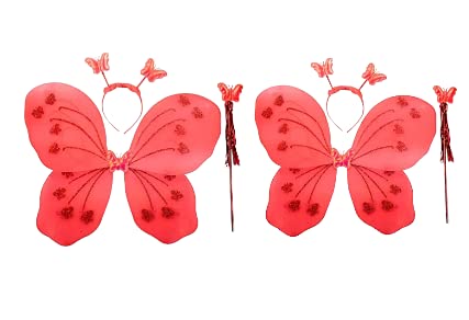 Ak Anolihk Net Fairy Butterfly Wings Costume For Baby Girl (2Pc Red Wings)