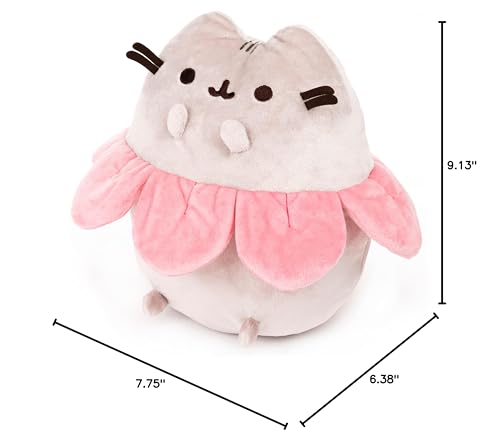 Gund Pink Flower Petals Pusheen Plush Stuffed Animal Cat, Gray And Pink, 9.5