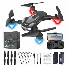 J2 Drone With Hd Dual Camera | Foldable Quadcopter With Altitude Hold | One-Key Takeoff & Landing | Multiple Flight Modes For Ki