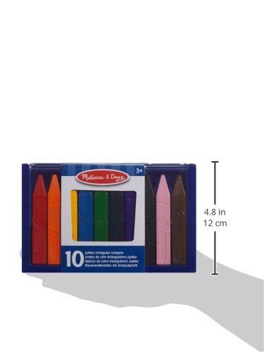 Melissa & Doug Jumbo Triangular Crayons - 10-Pack, Non-Roll, Plastic, Multi Color, Model 14148