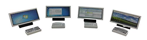 Building Bricks Toys Businessman Lawyer Play Office Setup- Computers Set of 4. 2x4 Tiles {Screens} & Keyboards enhanced Quality Holiday Birthday Gift for Kids