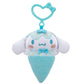 Hello Kitty And Friends 4-Pack Ice Cream Clip-On Plush Featuring Hello Kitty, Kuromi, My Melody, And Cinnamoroll With Unique Bow Clips
