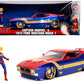 1973 Ford Mustang Mach 1 With Captain Marvel Diecast Figurine ''Avengers'' ''Marvel'' Series 1/24 Diecast Model Car By Jada