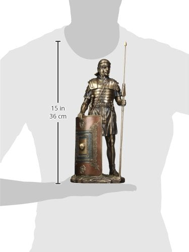 UNICORN STUDIO Roman Soldier Figurine - 14.38" Cold Cast Bronze with Javelin & Shield, Model SS-US-WU76048A4