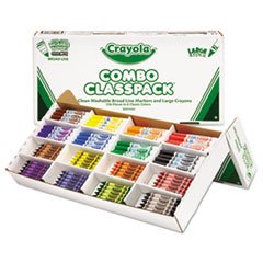 Wholesale CASE of 5 - Crayola Large Crayon & Washable Marker Classpack-Crayons/Marker Combo,Washable,128 Crayons,128 Markers,Ass