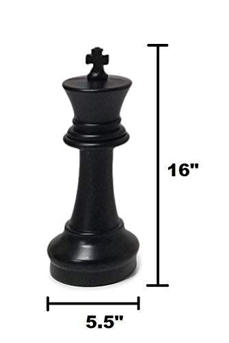 Megachess Large Premium Chess Set With 16 Inch Tall King Black And White With Quick Fold Nylon Mat