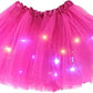 Bybyseno Girl Tutu Skirt, Light Up Led Ballet Tutu Skirt 2-8 Years Fluffy Ballet Dress Up Costume For Kids Party 3-Layer Multico