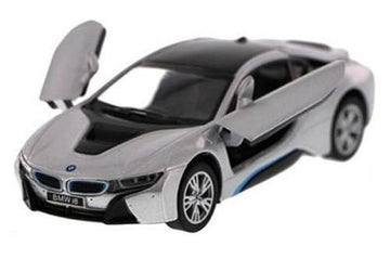 Kinsmart New 1:36 Display - Silver Color Bmw I8 Diecast Model Car