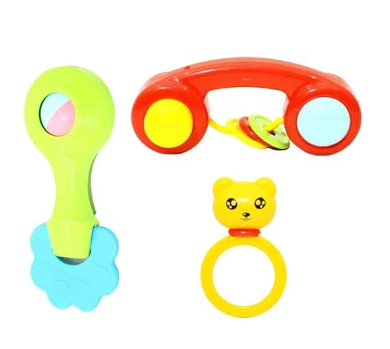 Dandur 3 In 1 Baby Rattle Toy Set With Handheld Shaker, Sound Maker For Infants Or Children Playing And Colorful Early Learning 