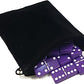 Marion Domino Double 6 Purple Tiles With Spinners, Jumbo Tournament Size In Black Elegant Velvet Bag