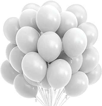 Party Port 12 inch HD Metallic Finish Balloons for Birthday/Anniversary Party Decoration (Pack of 25) (White)
