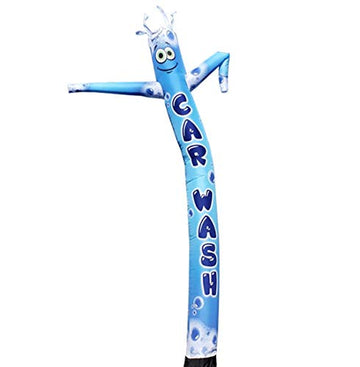 Blue Car Wash 20 Foot Tall Inflatable Tube Man Air Powered Dancing Puppet Guy For Outdoor Advertising, Replacement Dancer Only, Design With Bubbles