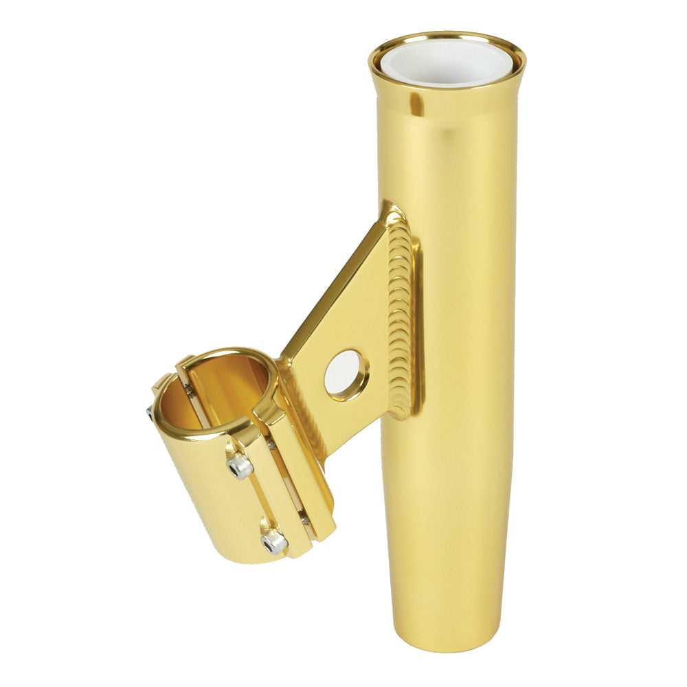 Lees Clamp-On Rod Holder - Gold Aluminum - Vertical Mount - Fits 2.375 O.D. Pipe