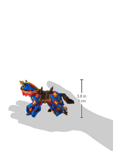 Papo Medieval Fantasy Blue Horse Figurine, Hand-Painted Collectible, Plastic, Model 39787, Suitable for Ages 3+, Multicolor
