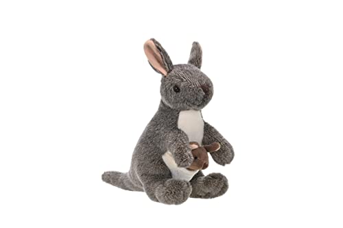 WILD REPUBLIC Kangaroo with Joey Plush Toy, 8" Gray Stuffed Animal, Model 10867