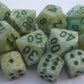Chessex Dice d6 Sets: Marble Green Swirl with Dark Green Pips - 12mm Six Sided Die (36) Block of Dice