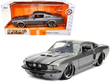 1967 Ford Mustang Shelby Gt500 Gray Metallic With Black Stripes ''Bigtime Muscle'' Series 1/24 Diecast Model Car By Jada