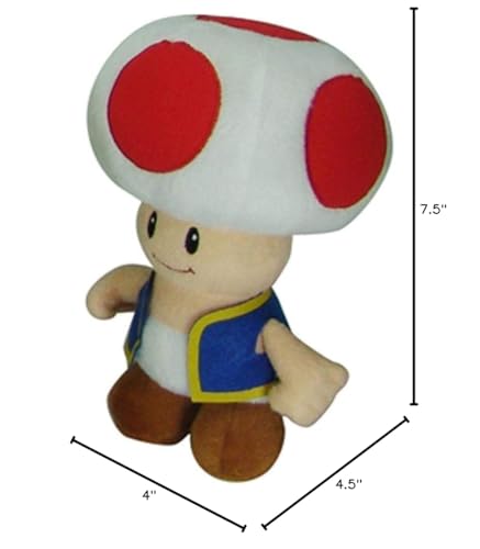 Little Buddy Super Mario All Star Collection 1417 Toad Stuffed Plush, Multicolored,7.5'