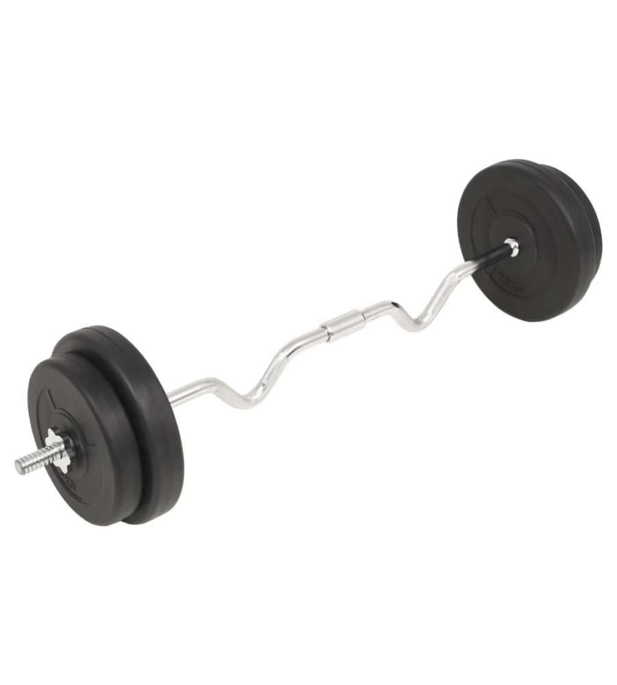 vidaXL Barbell Dumbbell Set 66.1 lb - Versatile, Adjustable, Secure Workout Weights with Cement Plates and Steel Bars - For Home