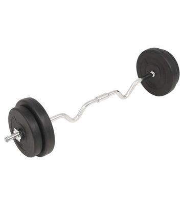 vidaXL Barbell Dumbbell Set 66.1 lb - Versatile, Adjustable, Secure Workout Weights with Cement Plates and Steel Bars - For Home