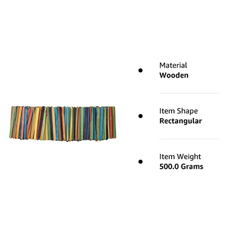 Eco Craft Stix - ECS 114st Colored- 500ct -ECS 114st 4.5 Colored Wooden Craft Sticks - Pack of 500ct