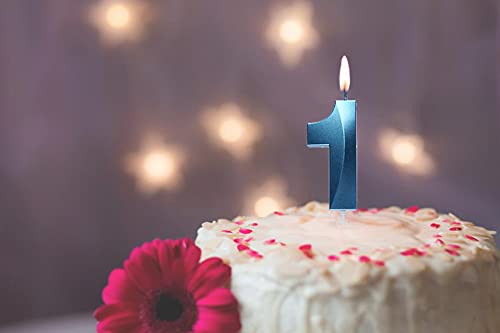 Qj-solar 2.76 inch Blue 1 Birthday Candles,3D Number 1st Cake Topper for Birthday Decorations No 11 12 13 14 15 16 17 18 19