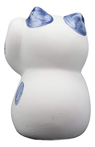 Ebros Japanese Good Luck And Fortune Charm Beckoning Cat Maneki Neko With Baby Bib Miniature Ceramic Figurine 2.5' Tall Welcoming Lucky Cats Symbol (White Maneki Neko With Blue Ears)