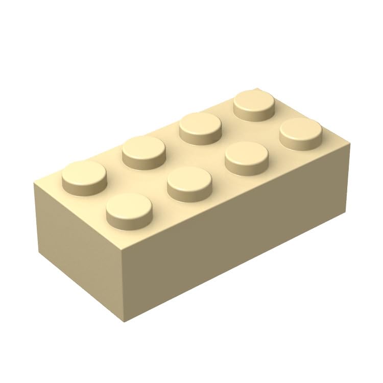 Classic Brick Block Bulk, Tan Bricks 2X4, Building Bricks Flat 100 Piece, Compatible With Lego Parts And Pieces: 2X4 Tan Bricks(Color:Tan)