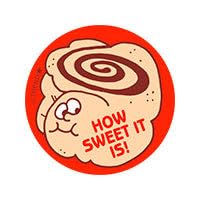 How Sweet It is!/Cinnamon Roll Scent Scratch n Sniff Retro Stinky Stickers by Trend; 24 Seals/Pack - Authentic 1980s Designs!