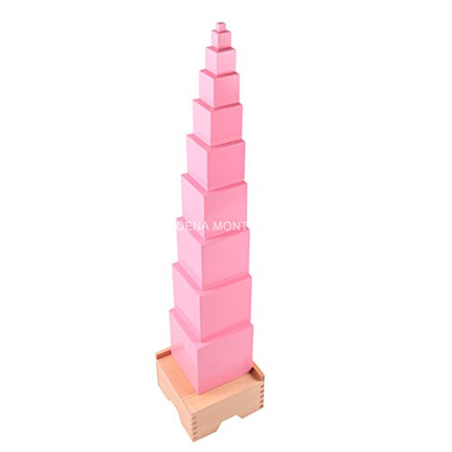 Adena Montessori Pink Tower Toy - Small Beech Wood Educational Model A040
