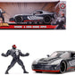 2008 Dodge Viper Srt10 Dark Gray With Venom Diecast Figurine ''Spider-Man'' ''Marvel'' Series 1/24 Diecast Model Car By Jada