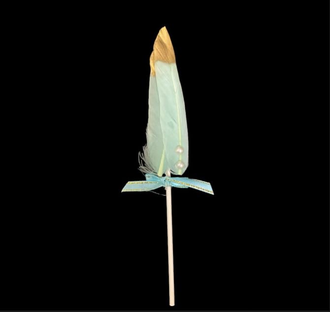 Lyba Moulds Feather Pearl Decorating Cake Topper, Green