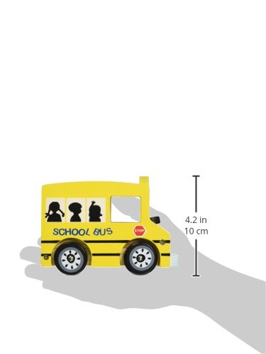 Wooden Wheels Natural Beechwood Chunky Cars and Vehicles Imagination Generation | for Children +12 Months | Yellow School Bus