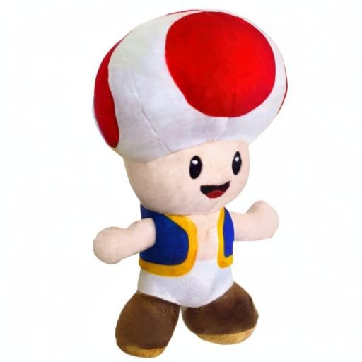 Yocosii (2 Pack) Mushroom Toad Plush, Cute Game Stuffed Toy, Christmas, Birthday Gift - 8'',Red&Blue