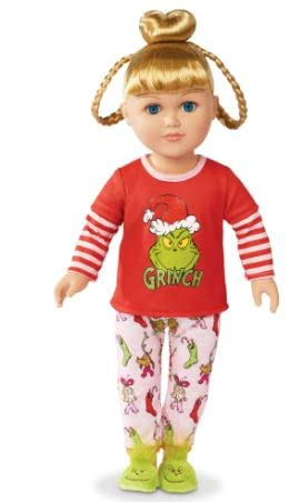 My Life As Grinch Sleepover 18 Inch Doll Christmas Holiday Collectible W/ Bonus (Blonde/Blue)