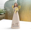 Blossom Bucket Faith God Answers Cross Soft Cream 6 Inch Resin Stone Collectible Angel Figurine