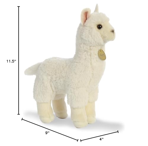 Aurora Realistic Miyoni Alpaca Stuffed Animal - Lifelike Detail - Cherished Companionship - White 11 Inches