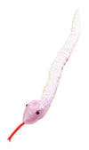 Zugar Land Colorful Sequin Plush Snakes (26') Reversible Double-Sided Color Changing Sequin. Jungle Animal Birthday Party Favor, Room Decor (White/Pink)