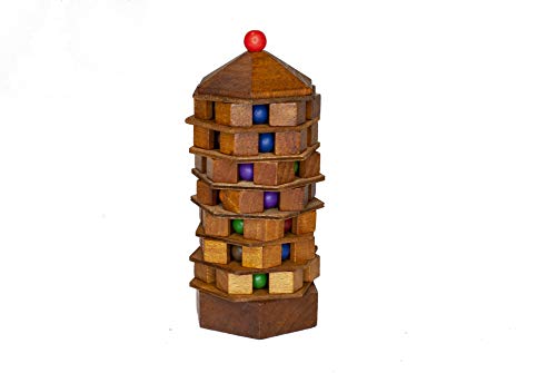 Project Genius 3D Wood Puzzle - Chinese Pagoda Mechanical Maze Brainteaser for Kids 8+, Teens & Adults - Model TG311, Multi Color